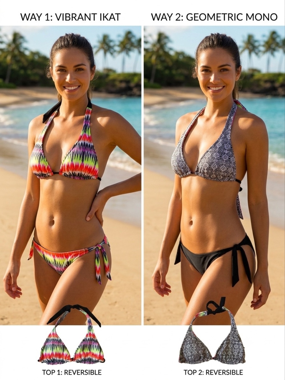 Hula Honey Reversible Print Triangle Top - Picture 1 of 5